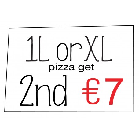 1L ή XL πίτσα, 2η €6